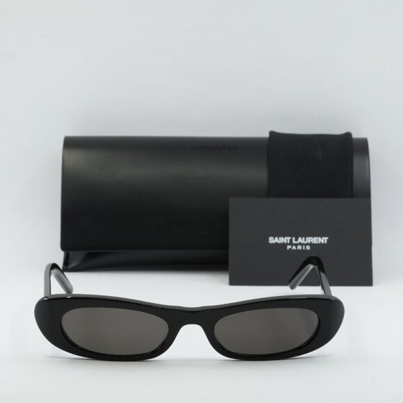 Saint Laurent SL557 SHADE 001 Oval Sunglasses - Black - Picture 3 of 10